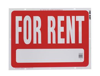 Hy-Ko  English  18 in. H x 24 in. W Plastic  Sign  For Rent 