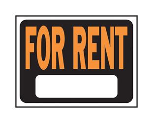 Hy-Ko  English  9 in. H x 12 in. W Plastic  Sign  For Rent 