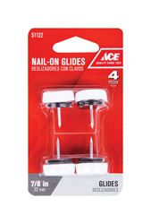 Ace  0.88 in. Dia. x 0.88 in. W Plastic / Nylon  Nail-On Cushioned Glide with Plastic Base  4 