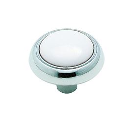 Amerock  Allison  Round  Furniture Knob  1-1/4 in. Dia. 7/8 in. Polished Chrome and White  1 pk 