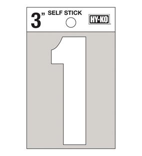 Hy-Ko  Self-Adhesive  White  Reflective Vinyl  Number  1  3 in.