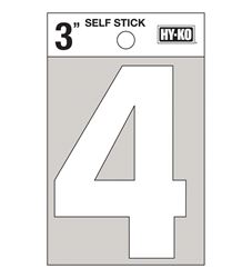 Hy-Ko  Self-Adhesive  White  3 in. Reflective Vinyl  Number  4 