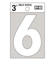 Hy-Ko Self-Adhesive White 3 in. Reflective Vinyl Number 6 