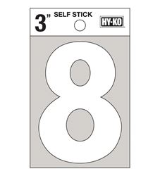 Hy-Ko  Self-Adhesive  White  3 in. Reflective Vinyl  Number  8 