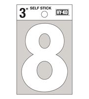 Hy-Ko Self-Adhesive White 3 in. Reflective Vinyl Number 8 