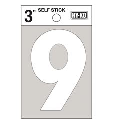 Hy-Ko  Self-Adhesive  White  3 in. Reflective Vinyl  Number  9 