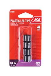 Ace  Plastic  Round  Leg Tip  Black  1/2 in. W 4 pk 