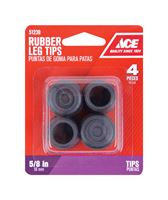 Ace  Rubber  Round  Leg Tip  Black  5/8 in. W 4 pk 