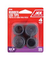 Ace  Rubber  Round  Leg Tip  Black  3/4 in. W 4 pk 