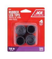Ace  Rubber  Round  Leg Tip  Black  7/8 in. W 4 pk 
