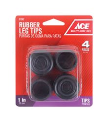 Ace  Rubber  Round  Leg Tip  Black  1 in. W 4 pk 