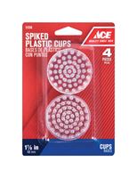 Ace  Plastic  Round  Spiked Caster Cup  Clear  1-7/8 in. W 4 pk 
