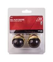 Ace  1-5/8 in. Dia. Swivel Bright Brass  Hooded Ball Caster with Plate  75 lb. 2 pk 
