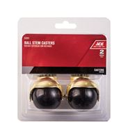 Ace  2 in. Dia. Swivel Bright Brass  Hooded Ball Caster with Stem  80 lb. 2 pk 