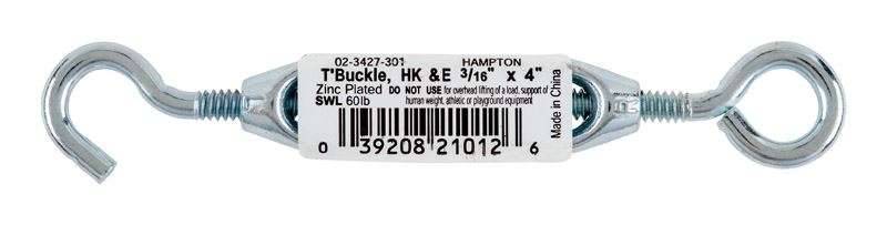 Hampton  2.1 in. L 0.2  Zinc Plated  Hook and Eye  Turnbuckle  Steel/Aluminum  1 pk 