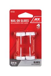Ace  0.75 in. Dia. x 0.8 in. W Plastic / Nylon  Nail-On Glide with Plastic Base  4 