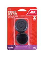 Ace  Rubber  Round  Leg Tip  Black  1-1/2 in. W 2 pk 