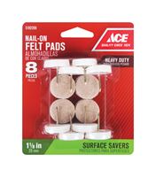 Ace  1 in. Dia. x 1 in. W Round Nail on Glide  8  Felt 