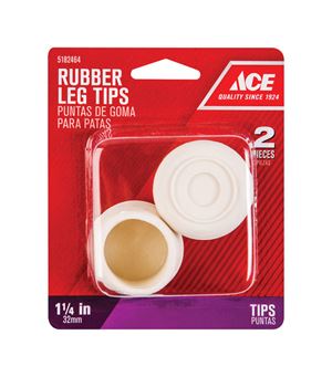 Ace Rubber Round Leg Tip Off-White 1-1/4 in. W 2 pk