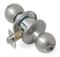 Tell Ball Privacy Lockset Satin Stainless Steel 2 Grade Left Handed, Right Handed 