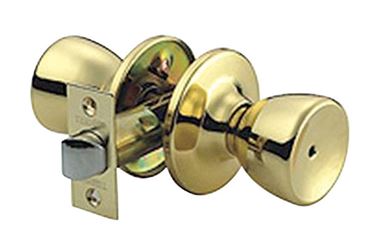 Home Plus Tulip Privacy Lockset Polished Brass Steel 3 Grade Left Handed, Right Handed 