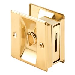 Prime-Line  Polished  Pocket Door Privacy Lock  Brass  1 pk 