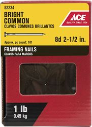 Ace  Round  2-1/2 in. L Framing  Nail  Smooth  Bright  Steel  11-1/2 Ga. 1 lb. 