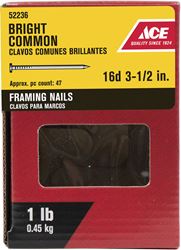 Ace  Round  3-1/2 in. L Common  Nail  Smooth  Bright  Steel  1 lb. 