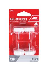 Ace  0.88 in. Dia. x 0.9 in. W Plastic / Nylon  Nail-On Glide with Plastic Base  4 