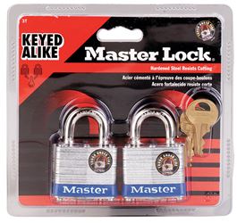 Master Lock 1-5/16 in. H x 1-5/8 in. W x 1-9/16 in. L Laminated Steel Double Locking Padlock 2 p 