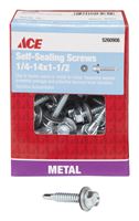 Ace  Hex Washer  Hex Drive  Self-Sealing Screws  Steel  1/4-14   x 1-1/2 in. L 1 lb. 