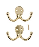 Ace  Small  Double Garment  Hook  1-3/4 in. L Brass  2 pk 