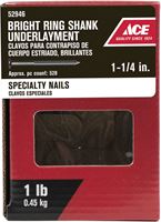 Ace  Round  1-1/4 in. L Underlayment  Nail  Annular Ring Shank  Bright  Steel  1 lb. 
