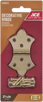 Ace  1-11/16 in. W x 3-1/16 in. L Decorative Hinge  Polished Brass  2 pk 