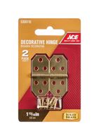Ace  3/4 in. W x 1-13/16 in. L Decorative Hinge  Polished Brass  2 pk 
