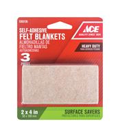 Ace  Felt  Rectangle  Blanket  Brown  2 in. W x 4 in. L 3 pk 