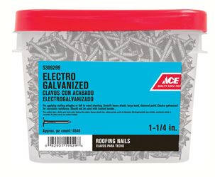 Ace  Large  1-1/4 in. L Roofing  Nail  Smooth  Electro-Galvanized  Steel  30 pc. 