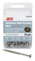 Ace  Deck Screws  Star  High/Low  No. 10  3 in. L Silver 
