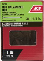 Ace  Flat  1-1/4 in. L Box  Nail  Thin  Hot-Dipped Galvanized  Steel  1 lb. 