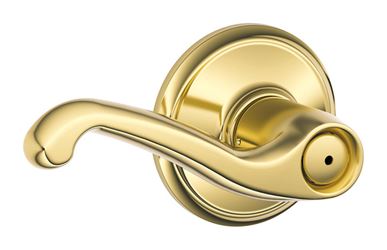 Schlage Flair Bright Brass Steel Privacy Lockset ANSI Grade 2 1-3/4 in. 