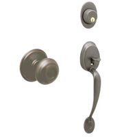 Schlage Plymouth, Georgian Entry Handleset Aged Bronze Steel 1 Grade Left Handed, Right Handed 