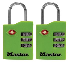 Master Lock 1-9/16 in. H x 5/8 in. W x 1-3/8 in. L Vinyl Covered Steel 3-Dial Combination Luggage 