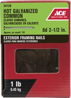 Ace  Flat  2-1/2 in. L Framing  Nail  Smooth  Hot-Dipped Galvanized  1 lb. 