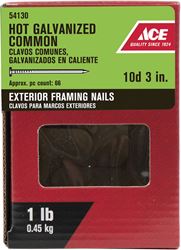 Ace  Flat  3 in. L Common  Nail  Smooth  Hot-Dipped Galvanized  Steel  1 lb. 