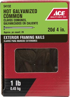 Ace  Flat  4 in. L Framing  Nail  Smooth  Hot-Dipped Galvanized  Steel  1 lb.