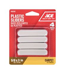 Ace  Plastic  Rectangle  Slide Glide  Brown  5/8 in. W x 3 in. L 4 pk 