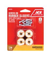 Ace  Rubber  Round  Round Slider for Hardwood Floors  Brown  1 in. W 8 pk 