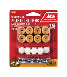 Ace  Rubber  Round  Round Slider for Hardwood Floors  Brown  3/4 in. W 16 pk 
