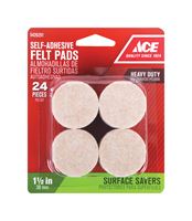 Ace  Felt  Round  Self Adhesive Pad  Brown  1-1/2 in. W 24 pk 
