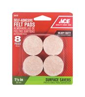 Ace  Felt  Round  Self Adhesive Pad  Brown  1-1/2 in. W 8 pk 